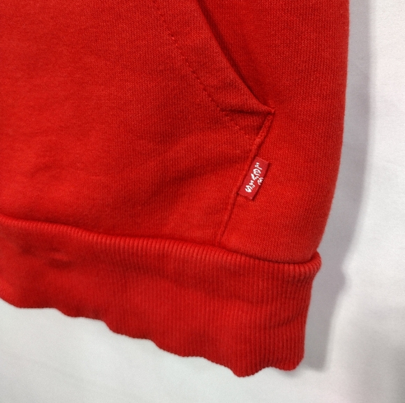 Levi's Classic Logo Chenille Hoodie Sweatshirt Boys S Red Casual Comfy Retro - Picture 4 of 8